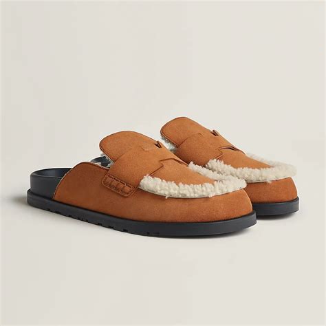 hermes shearling mules|hermes female slippers.